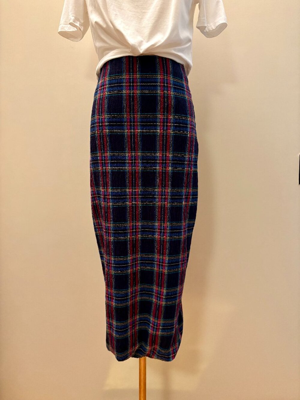 Zara Black Plaid Pencil Skirt